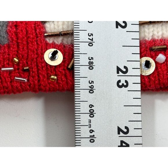 Coldwater‎ Creek Red Bejeweled Cats Kitchy Zip Sweater Jacket Size L - Picture 8 of 16